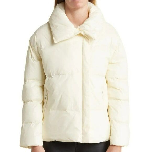 Walter Baker Genesis Puffer Jacket Sz L Winter White Front Zip Cozy & Warm NEW - Picture 2 of 7